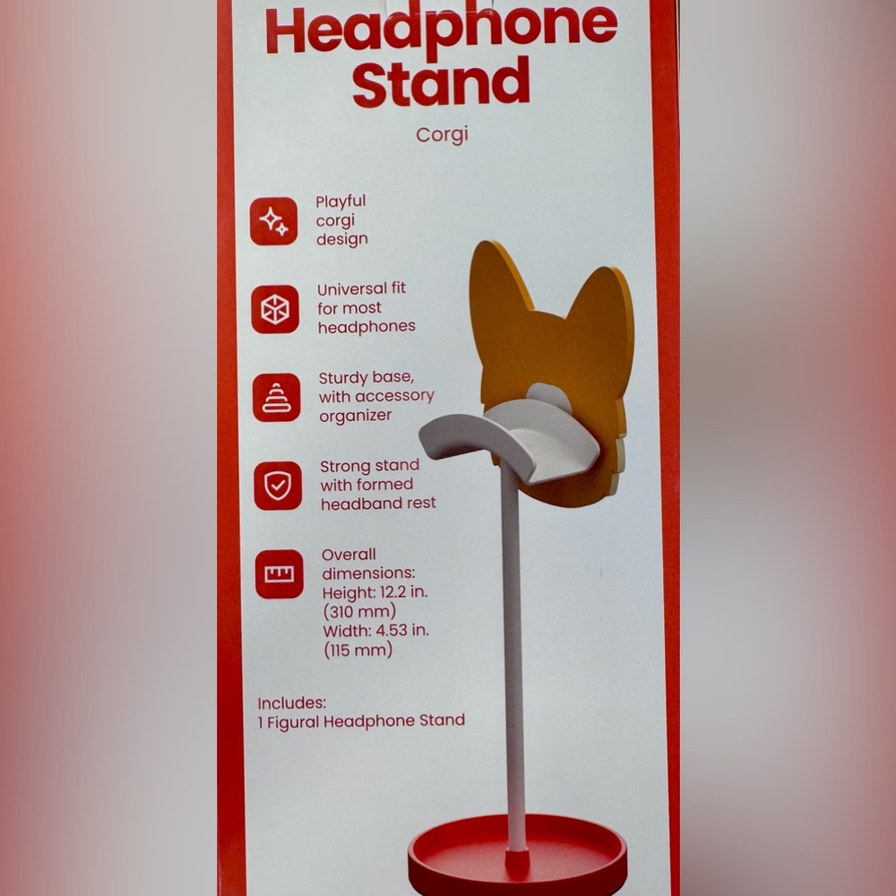 Corgi Design Headphone Stand with Accessory Holder NIB - Picture 3 of 4
